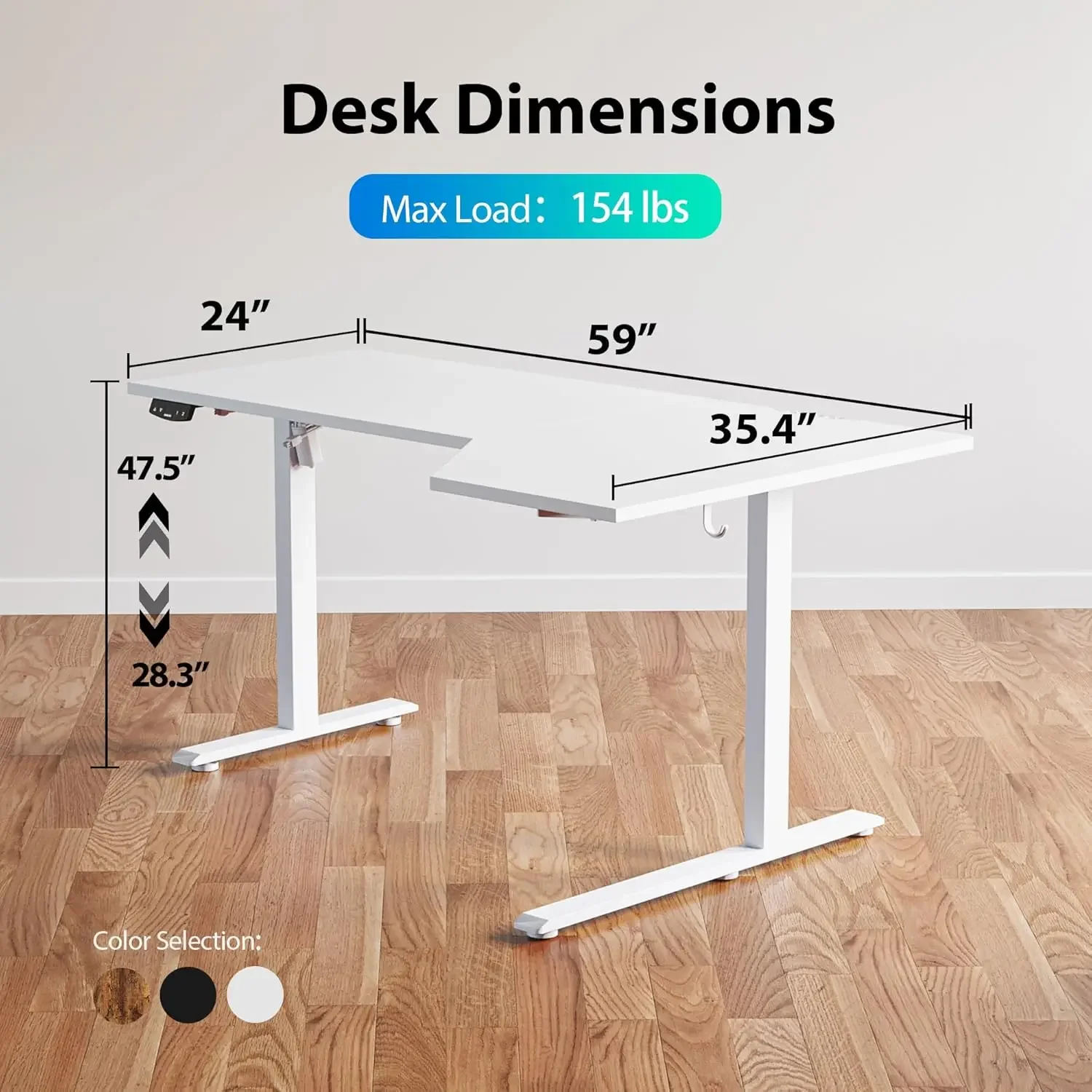 Home Office Work Table - L Shaped Electric Standing Desk 59