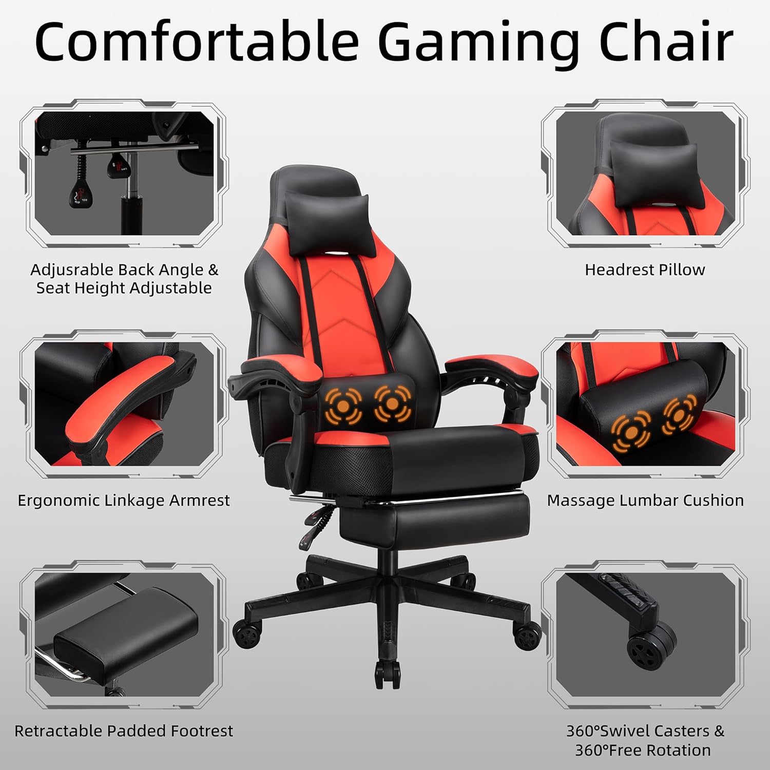 Gaming Chair with Footrest, Ma - огляд і ціна Ergonomic Office Chair