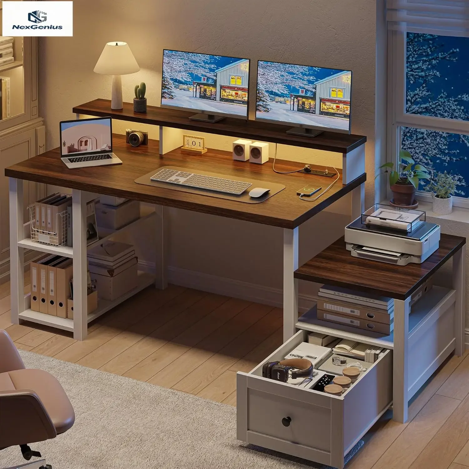 White Gaming Desk With Drawer  - огляд і ціна Home Office Work Table