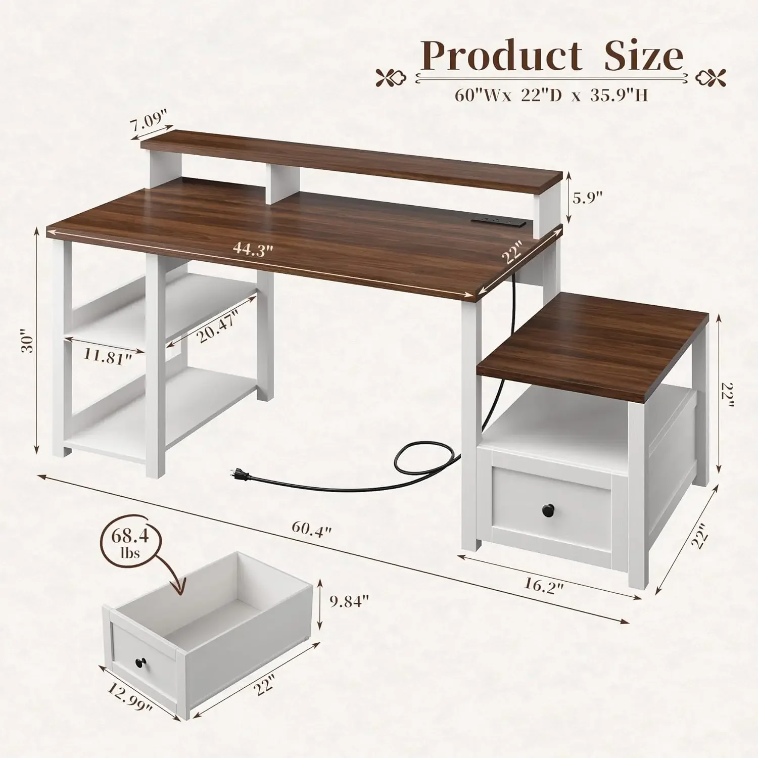 White Gaming Desk With Drawer  - огляд і ціна Home Office Work Table